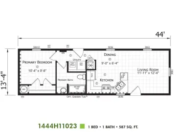 Detached House with 616 sqft, 1 Bedroom, 1 Bathroom